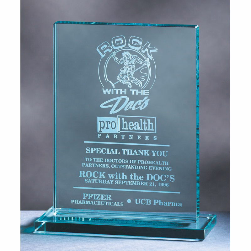 6" Jade Glass Rectangle Award