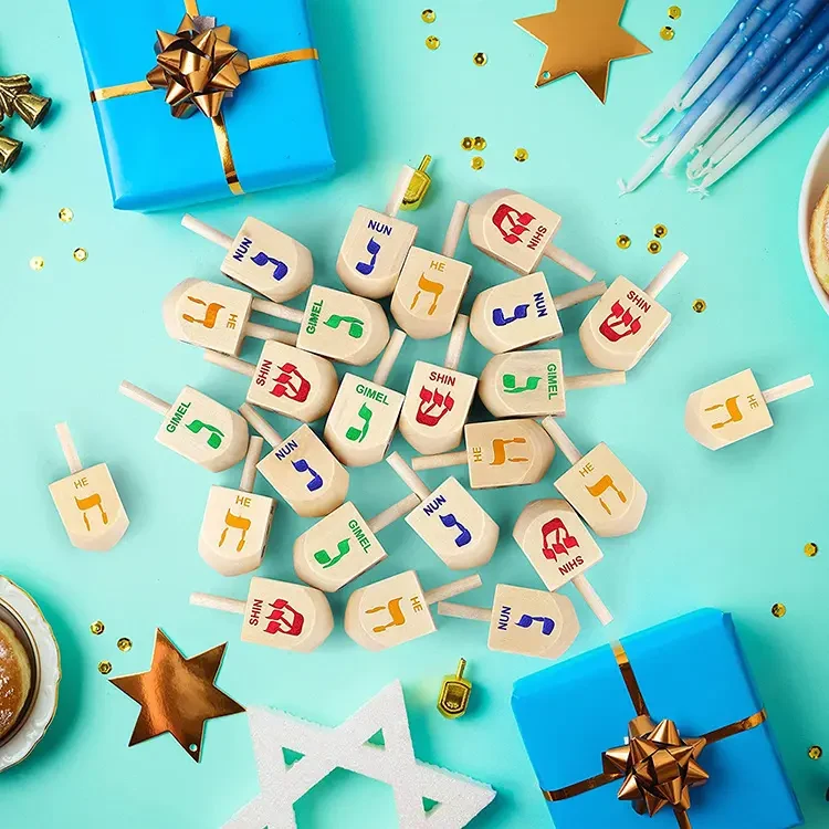 Mini Wooden Hanukkah Gyro Toy 1