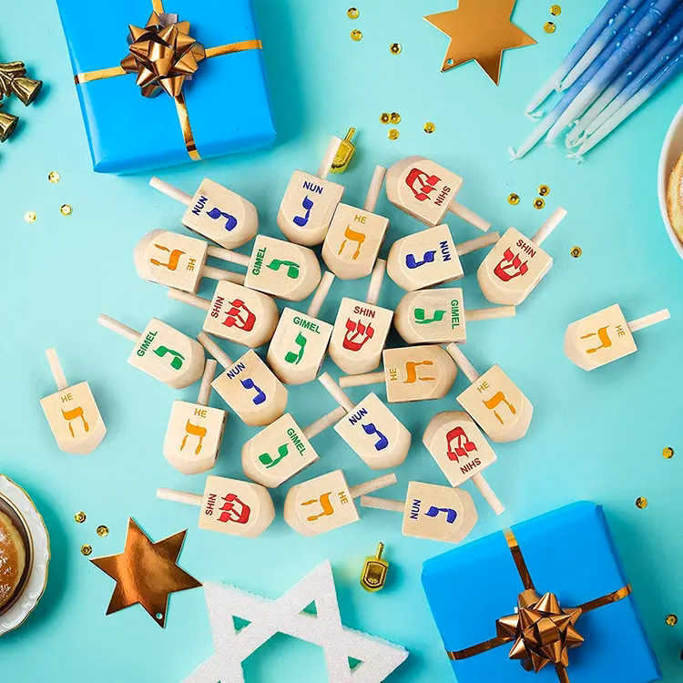 Mini Wooden Hanukkah Gyro Toy