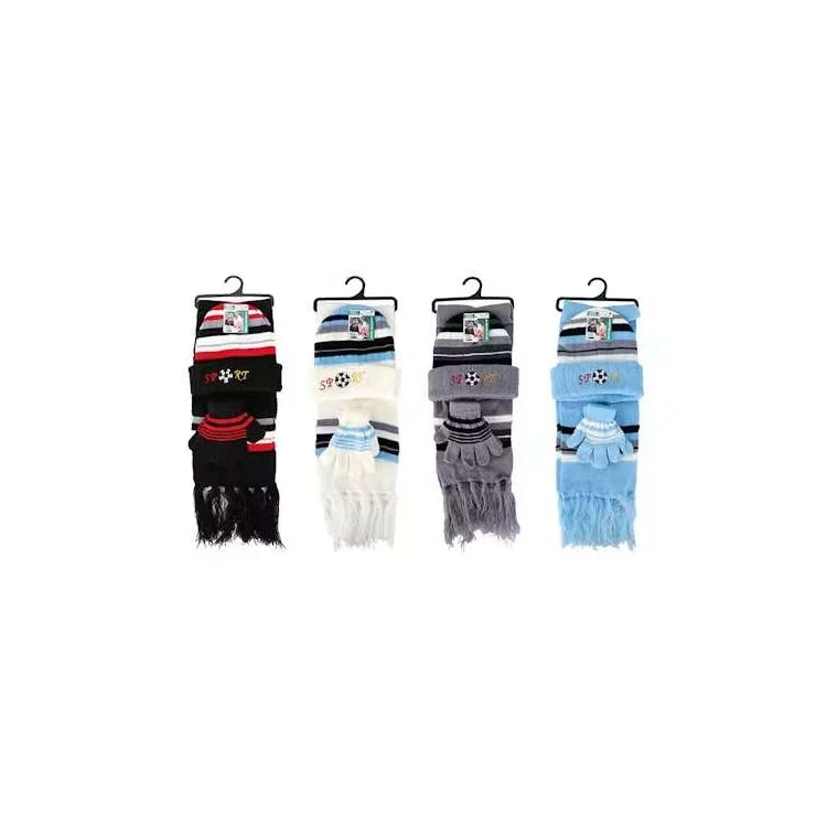 Boy's Hat Gloves and Scarf 3-Piece Sets - Assorted pack 1