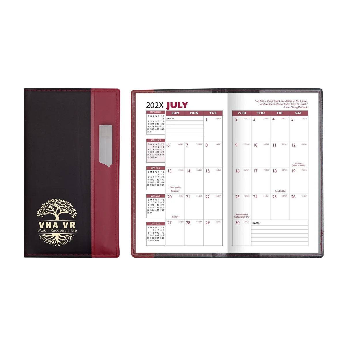 Lafayette Series Soft Cover 2 Tone Vinyl Academic Planner w/ Clear Pen / 2 Color 1