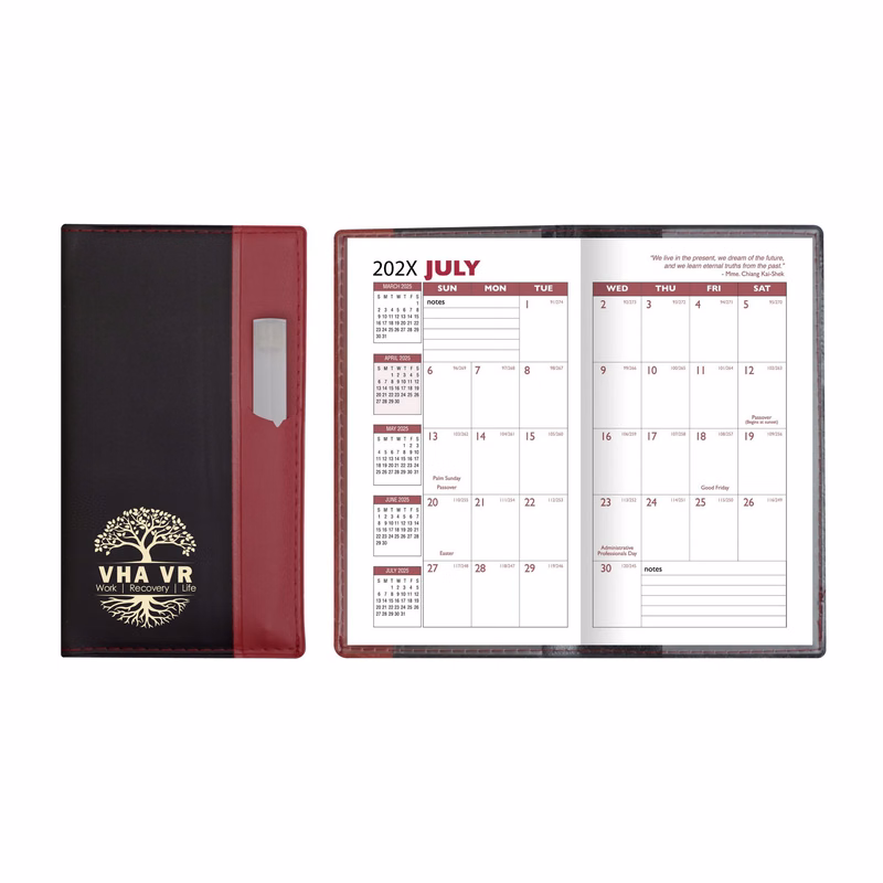 Lafayette Series Soft Cover 2 Tone Vinyl Academic Planner w/ Clear Pen / 2 Color