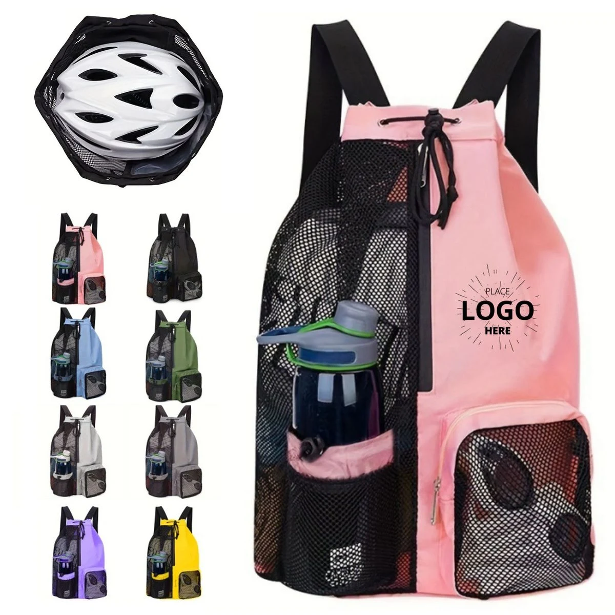 Mesh Drawstring Backpack with Wet Pocket 1
