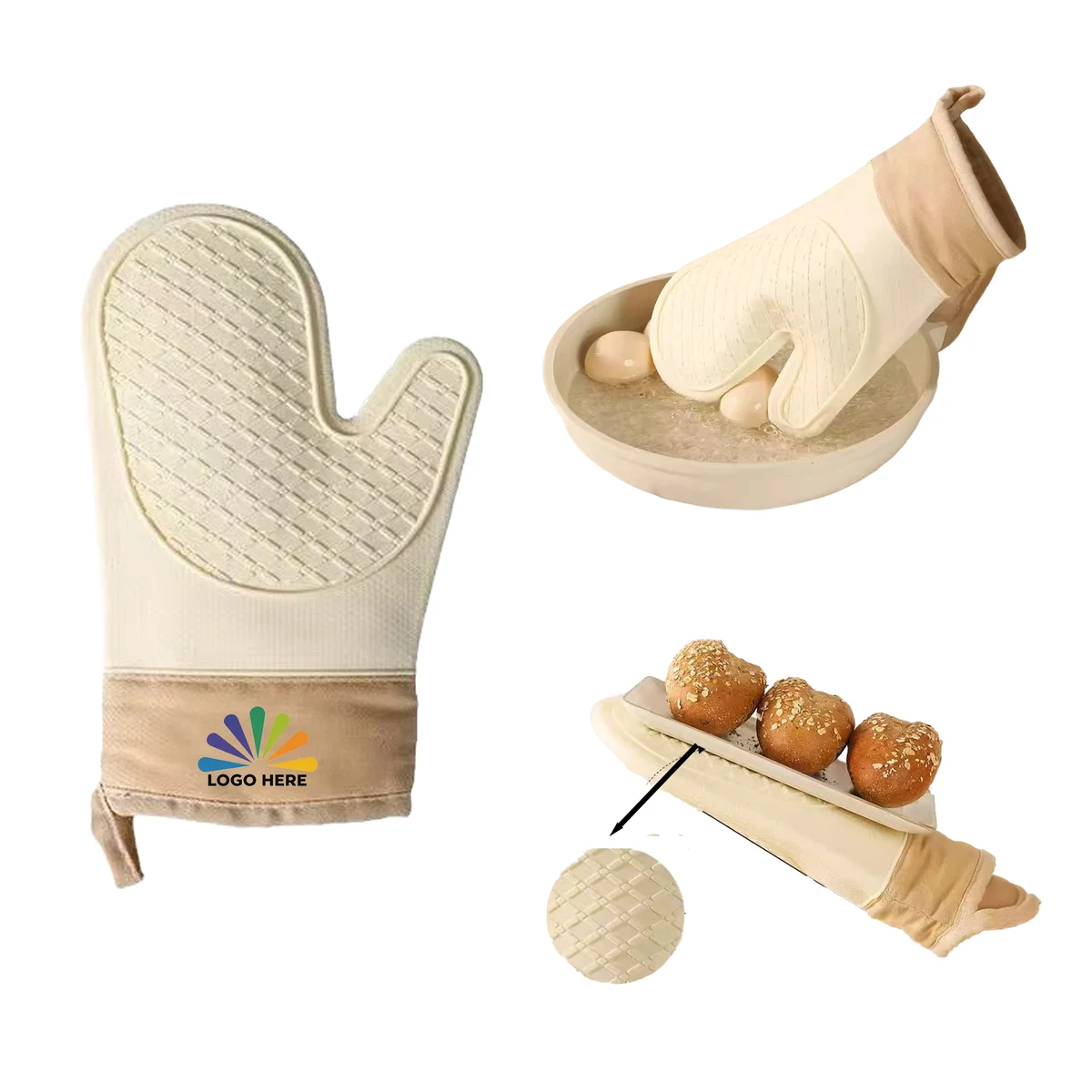 Thick Kitchen Silicone Heat Resistant Oven Gloves for Baking 1