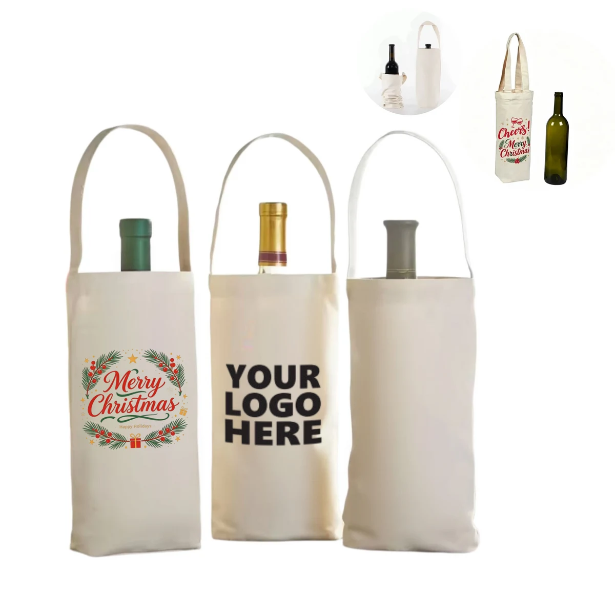 Canvas Wine Bottle Tote Bag, custom tote bag with logo imprint 1