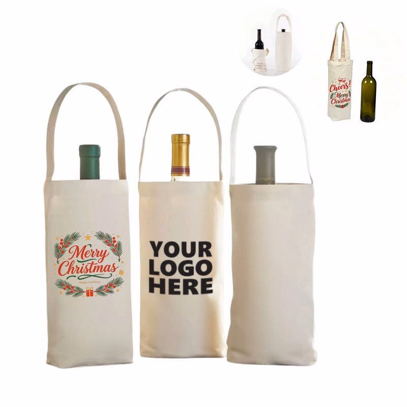 Canvas Wine Bottle Tote Bag