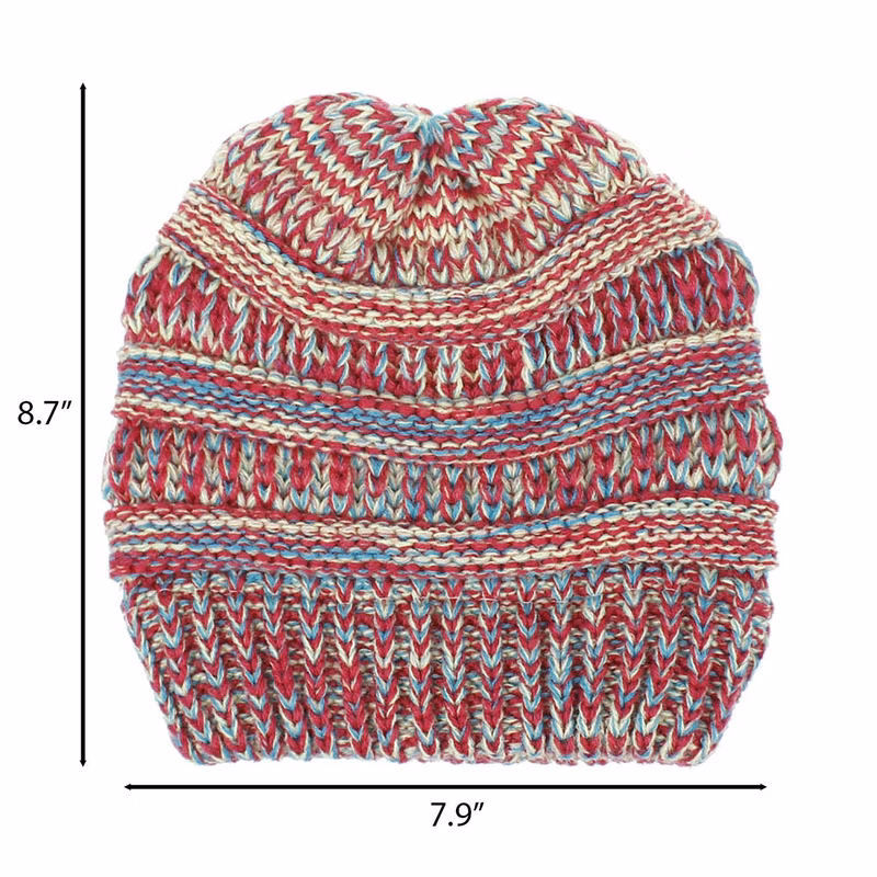 Stretchy Cable Knit Hat for Messy High Buns & Ponytails