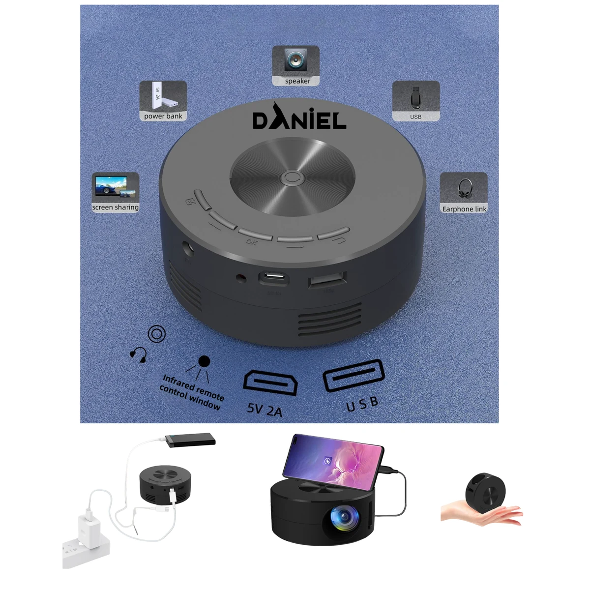 Palmtop-Sized Portable Wired Projector 1