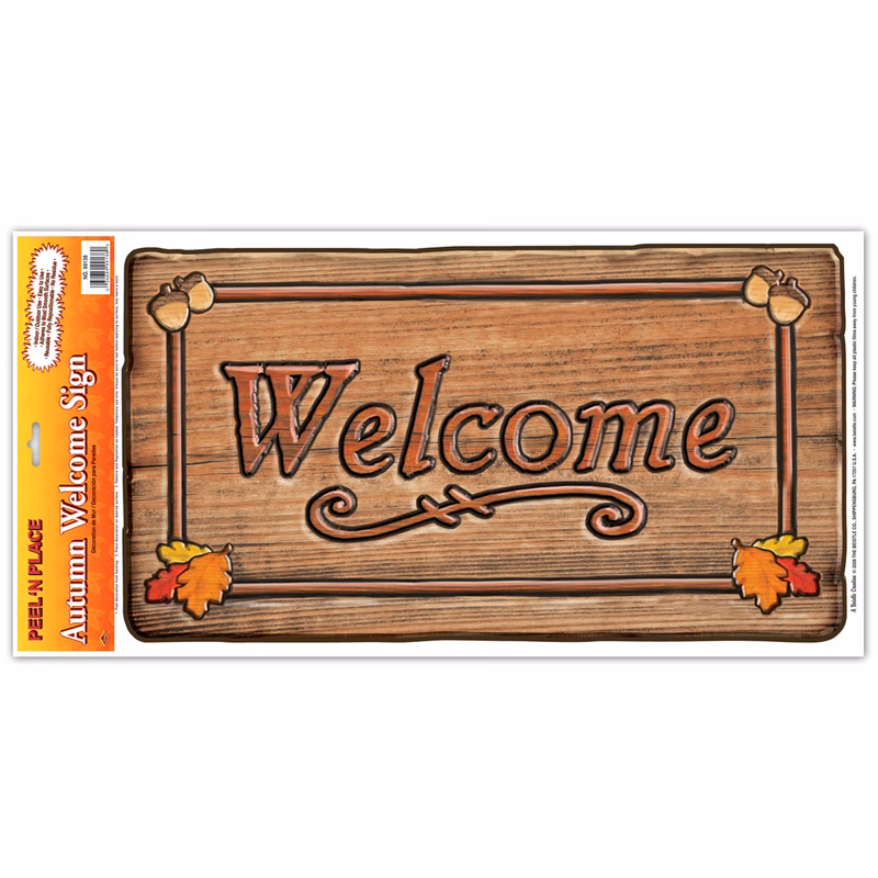 Autumn Welcome Sign Peel 'n Place Wall Cling
