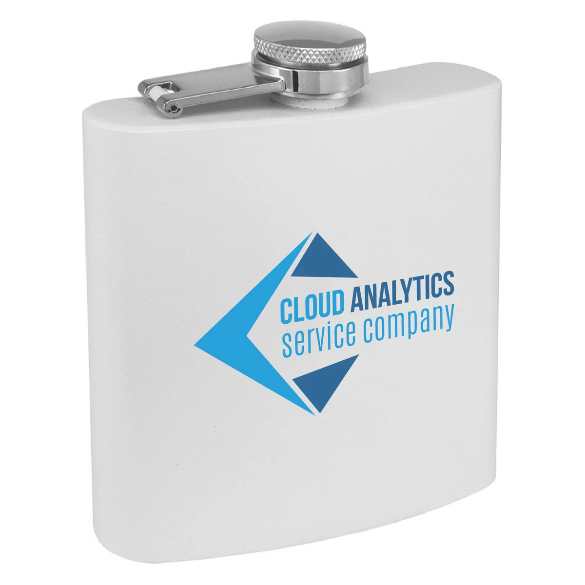 6 Oz. Matte White Powder Coated Stainless Steel Flask 1