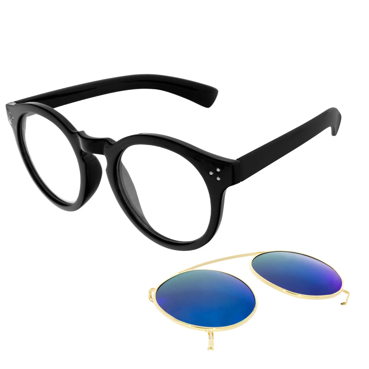 Steampunk Removable Lens Round Mirrored Sunglasses 1