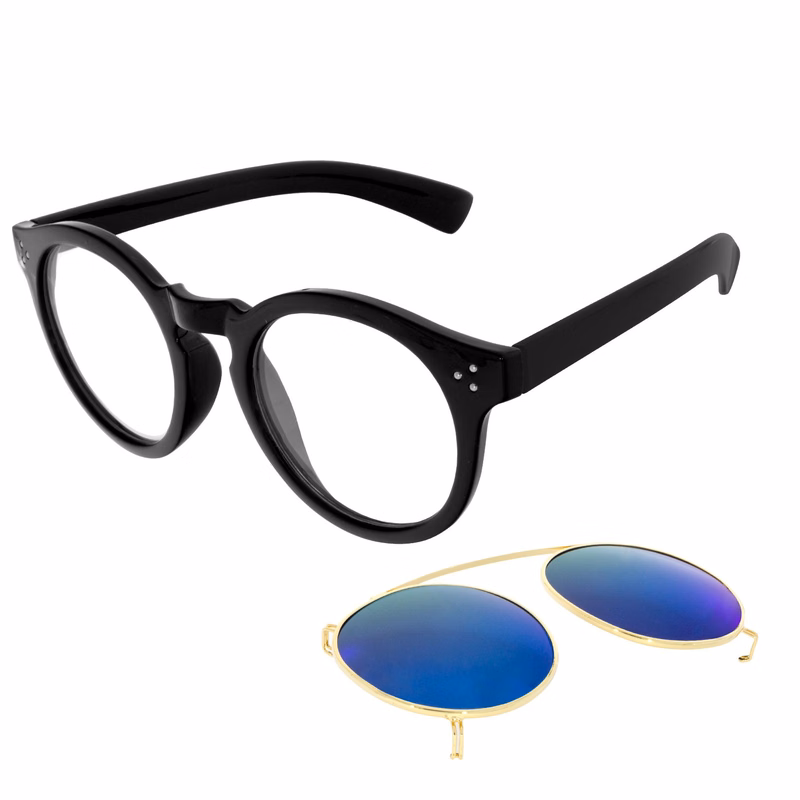 Steampunk Removable Lens Round Mirrored Sunglasses