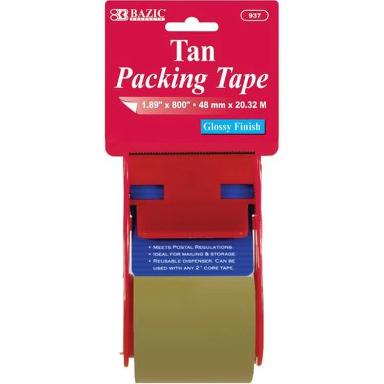 Tan Packing Tape with Dispenser - 1.88" x 800" 1
