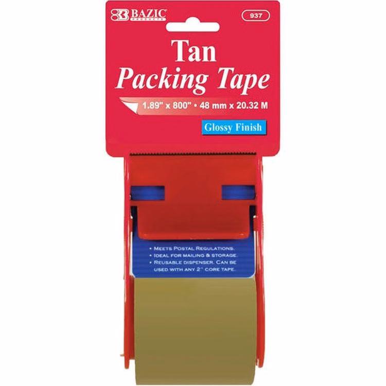 Tan Packing Tape with Dispenser - 1.88" x 800"