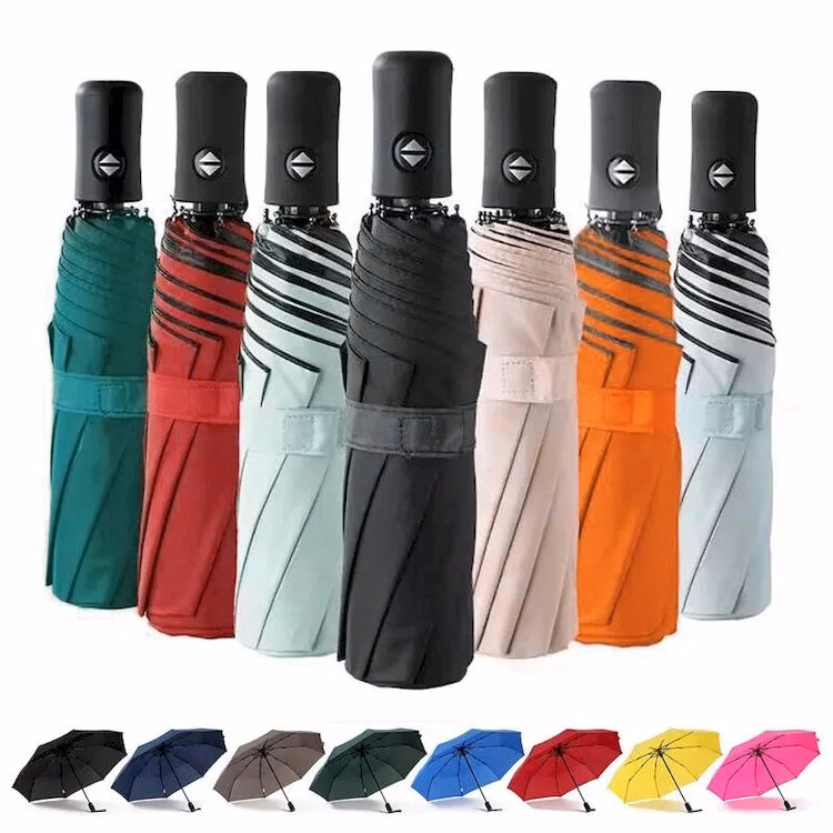 Automatic Folding Black Coated Double Umbrella