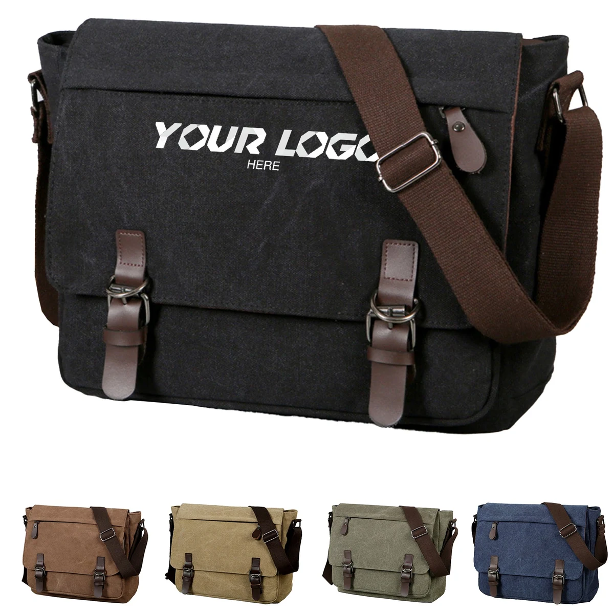 Retro Messenger Bag, custom messenger bag with logo imprint 1