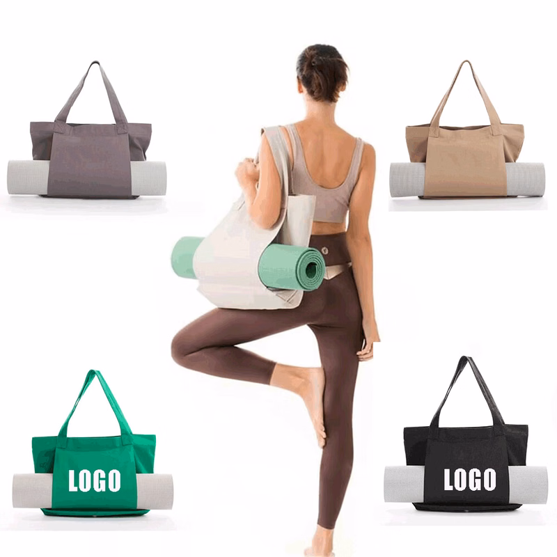 Yoga Mat Tote Pilates Bag /Canvas Tote Bag with Yoga Mat Carrier Pocket