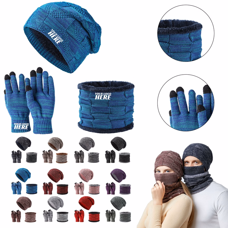 Snowing Hat Scarf Touch Screen Gloves Set