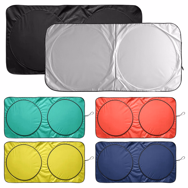 Colourful Car Windshield Sun Shade with Storage Pouch