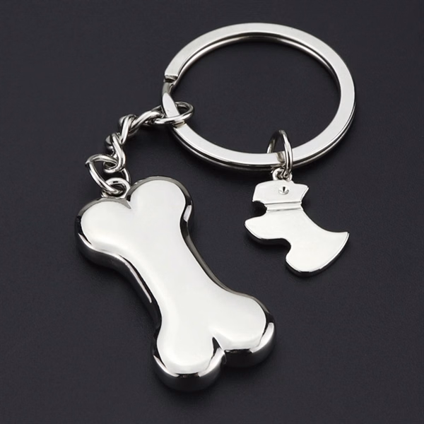 Custom Metal Dog Bone Tag Keychain with Logo Imprint — Pet Lover Corporate Gift
