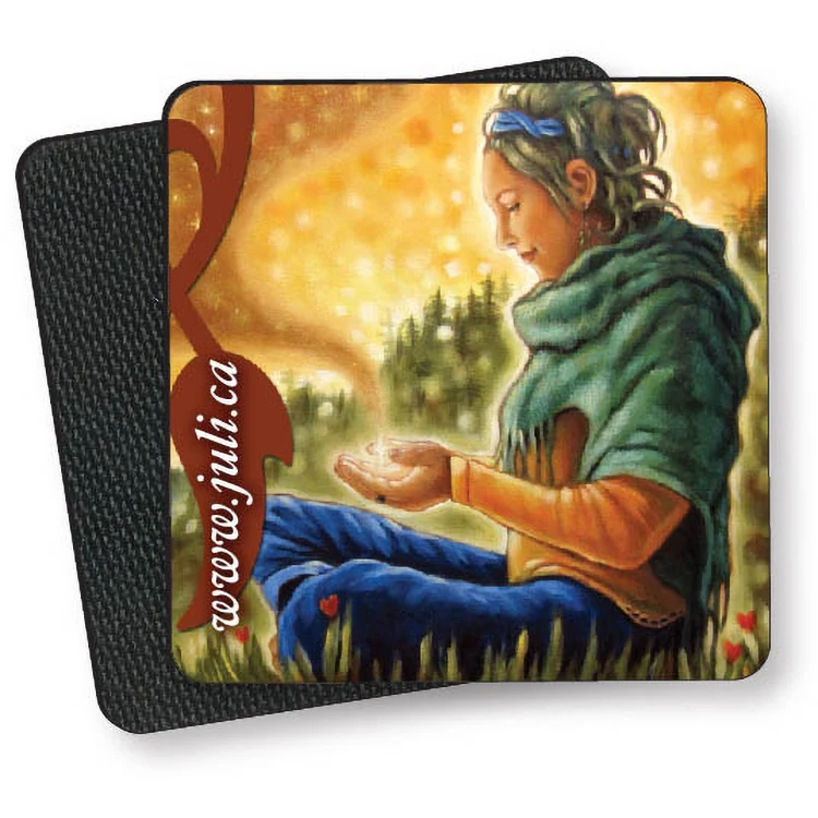 Premium Coaster, Gloss Plastic & Rubber, Square (3.5"), Full Colour 1
