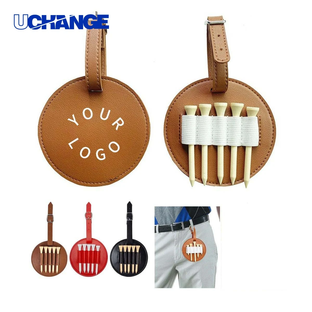 PU Leather Golf Tee Organizer Holder 1