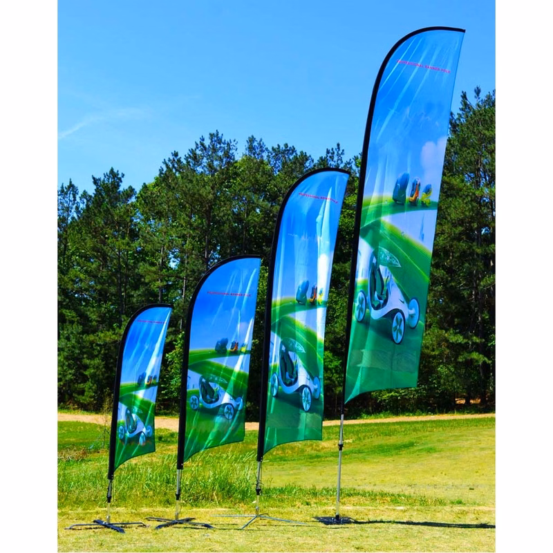 20' BLADE Wing Flag KIT, Personalized Beach Flags Banners & Single Reverse Print and Custom Size