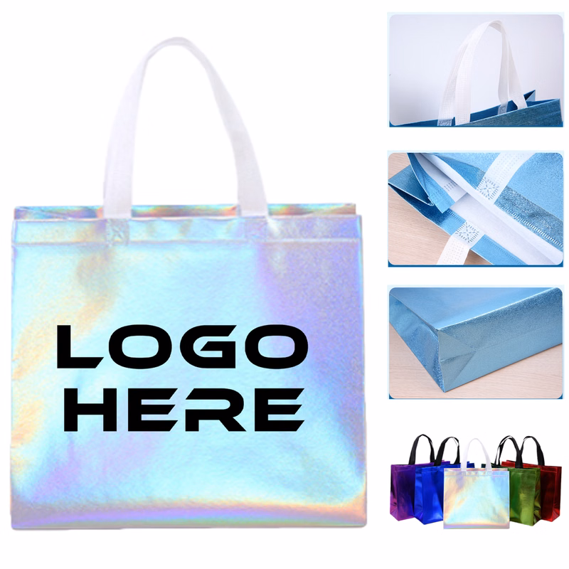 Glossy Reusable Waterproof Non Woven Tote Bag With Handles