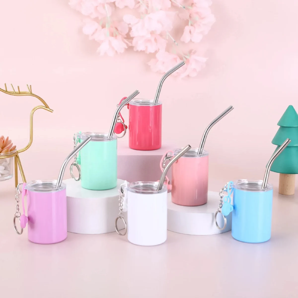 Double Wall 3 oz Metal Mini Tumbler with Straw Lid 1