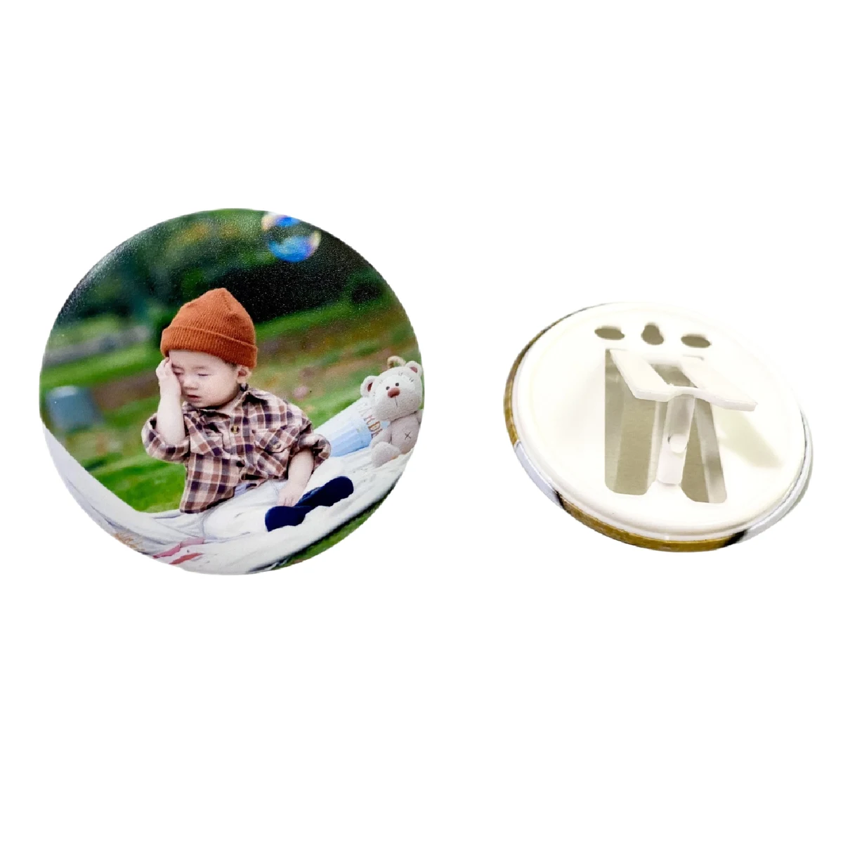 2.28" Full Color Round Tin Photo Stand 1