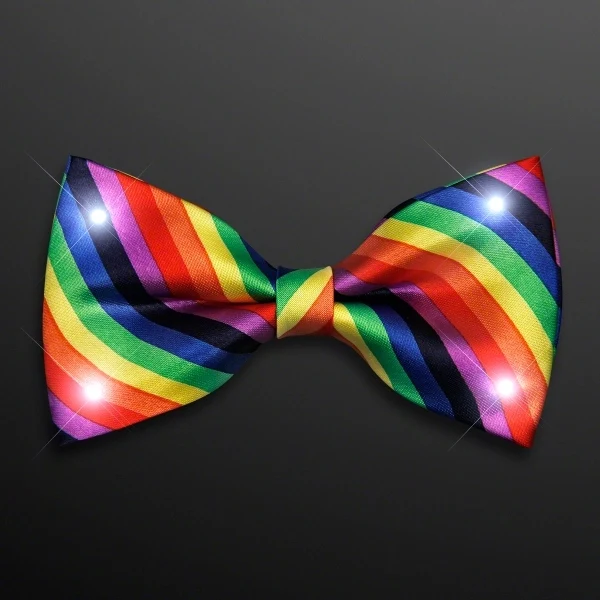 White LED Rainbow Stripe Bow Ties 1