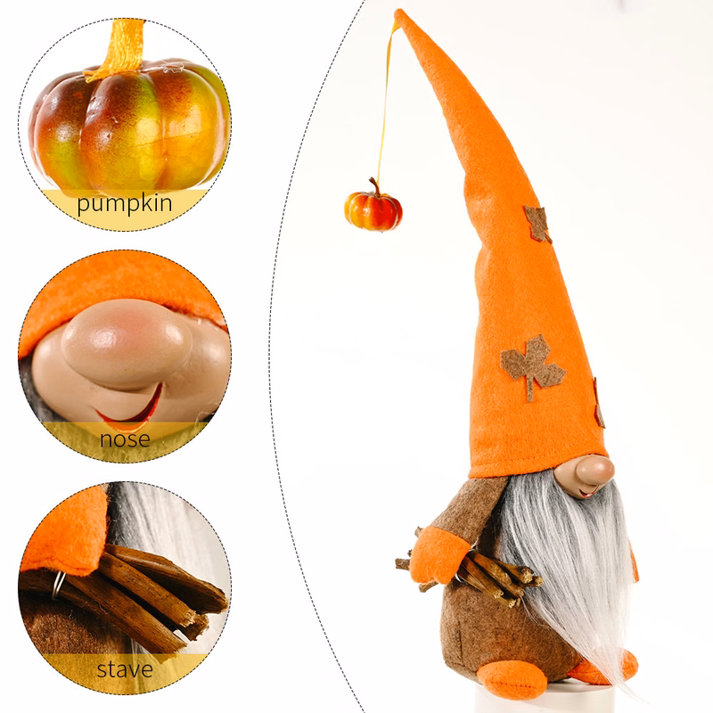Thanksgiving faceless Gnome Maple Leaf Plush Elf