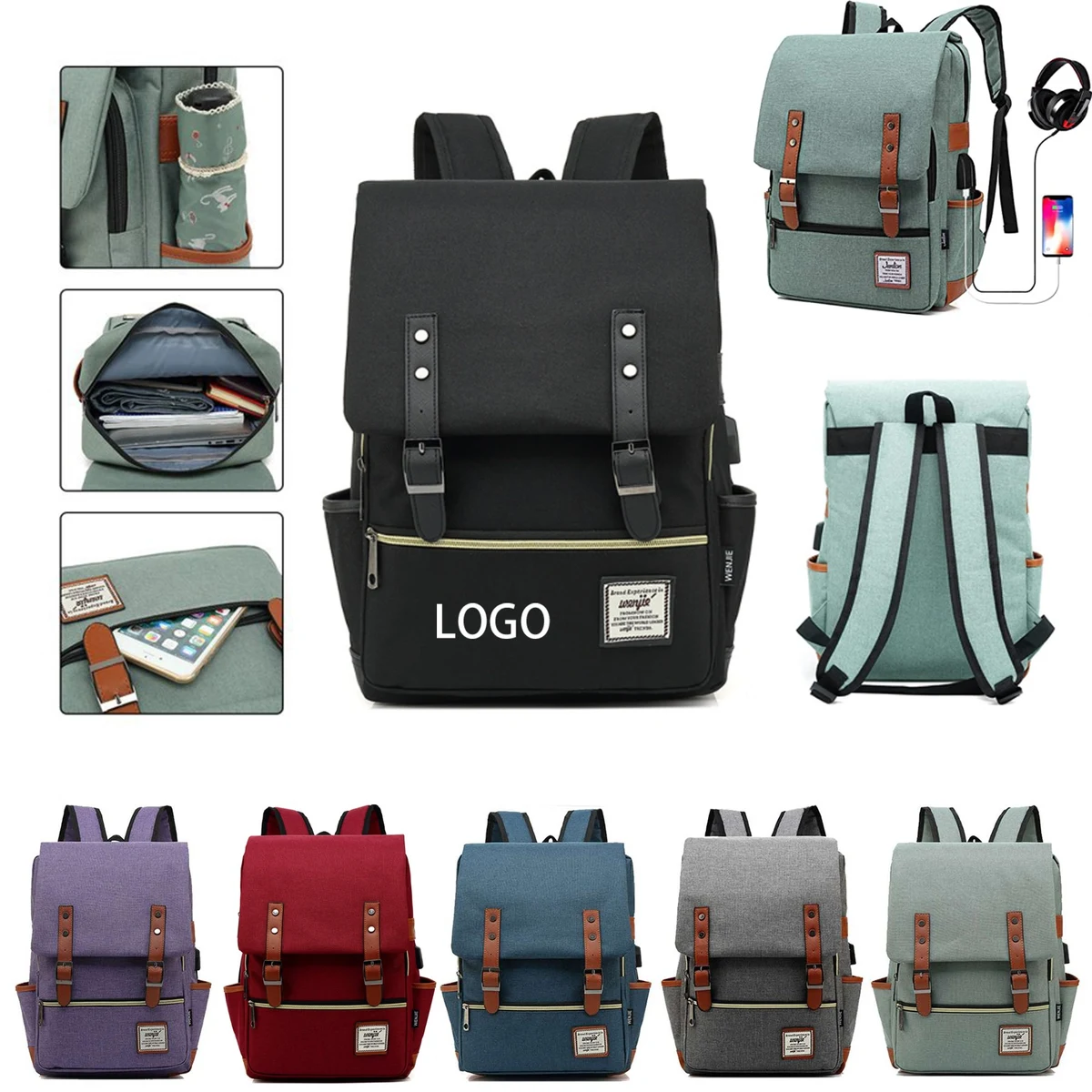 15.6 Inch Vintage Laptop Backpack 1