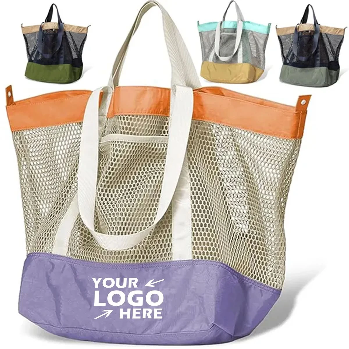 Large Mesh Foldable Beach Bag Vacation Pool Shopping Tote, custom tote bag with logo imprint 1