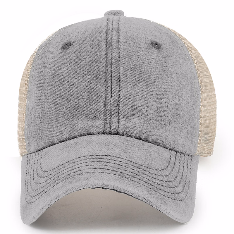 Stock 2-Tone Washed Cotton 6-Panel Trucker Cap