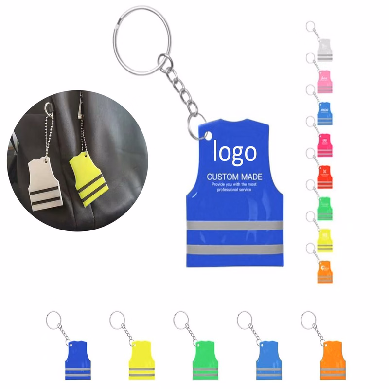 Mini Reflective Safety Vest Keychain with Custom Logo Option