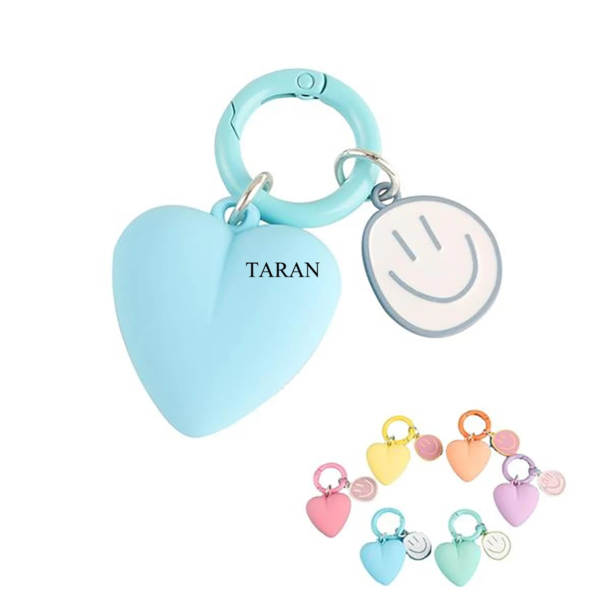 Acrylic Heart With Enamel Smiling Face Metal Keychains & Rings 1