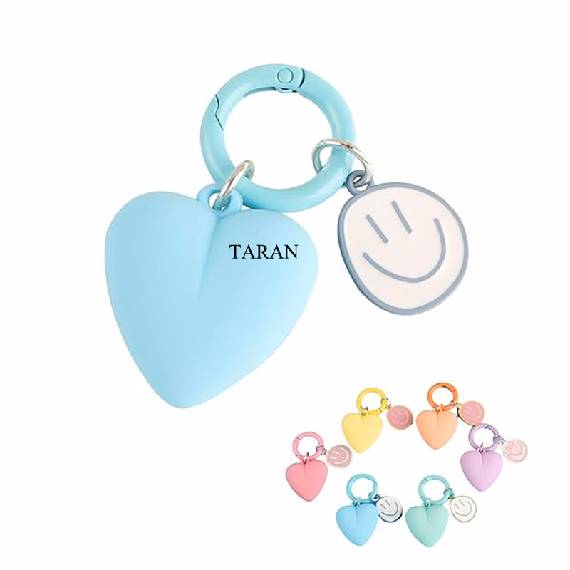 Acrylic Heart With Enamel Smiling Face Metal Keychains & Rings