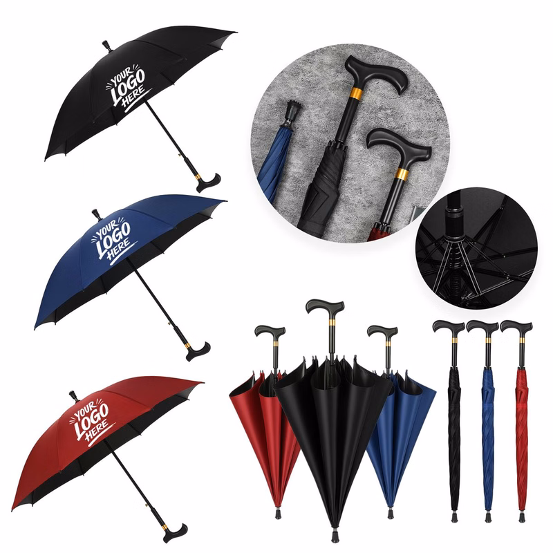 2 In 1 Walking Stick Umbrella Auto Windproof Cane
