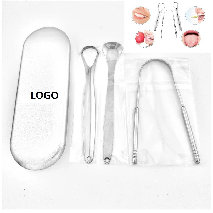 Portable Stainless Steel Tongue Scrappers Sets 1