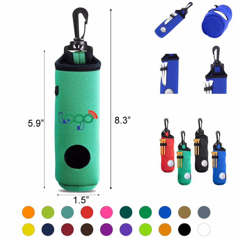 Neoprene Golf Ball Carry Pouch With Tee Holder