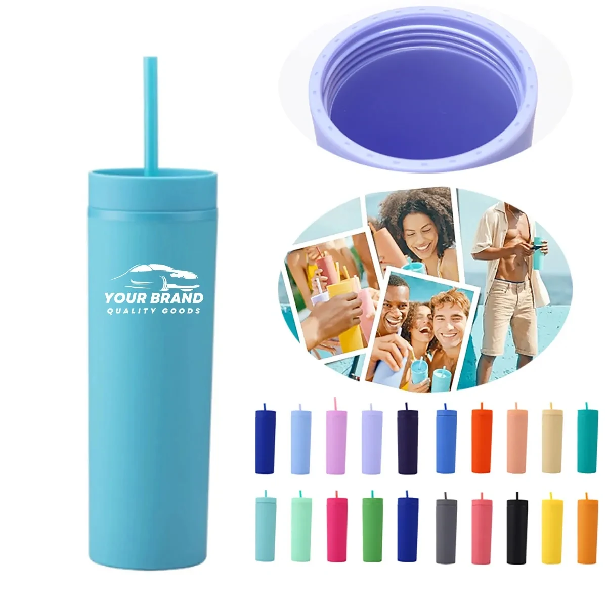 16Oz with Lids and Straws Tumblers Plastic Straight Glass 1