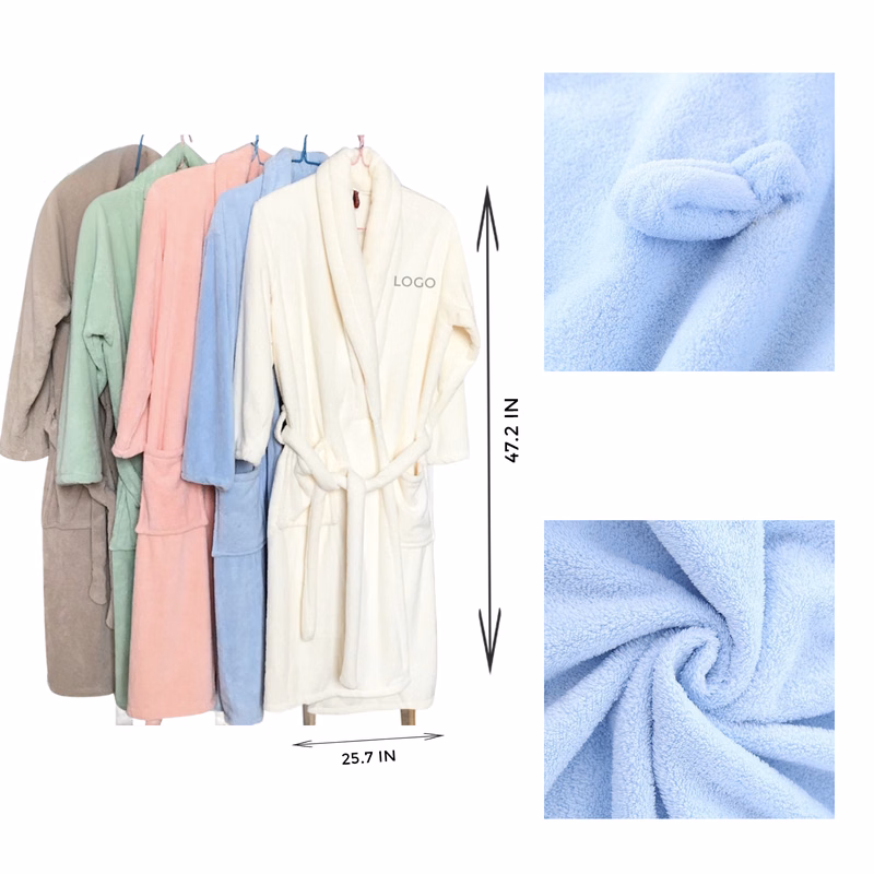 MOQ 10 PCS Versatile Coral Fleece Bathrobe