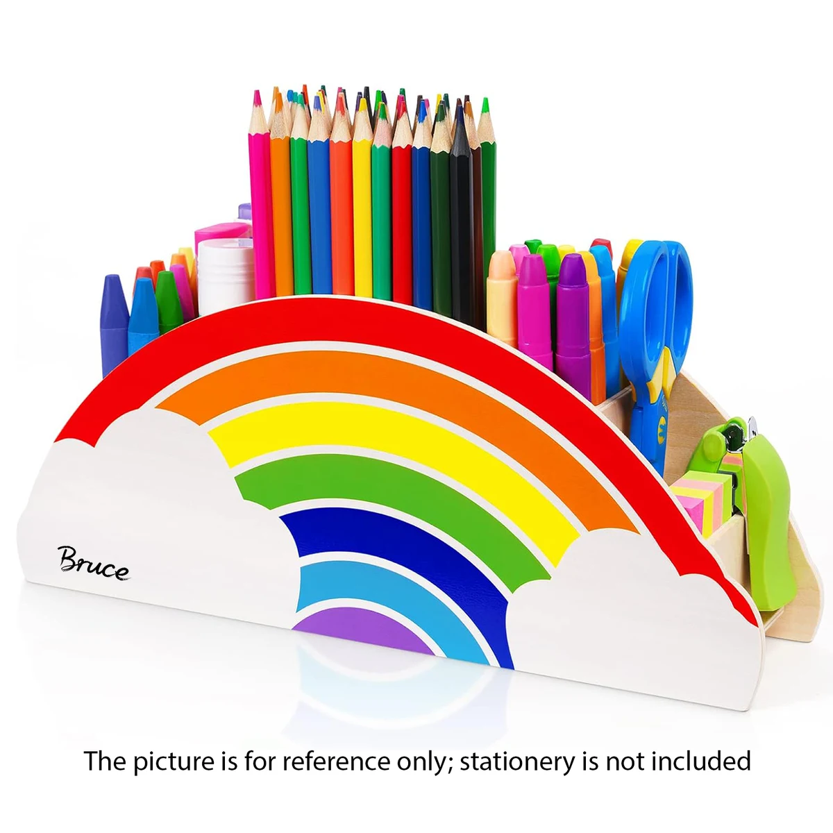 Rainbow Wooden Desk Organizer Pen Pencil Holder 1