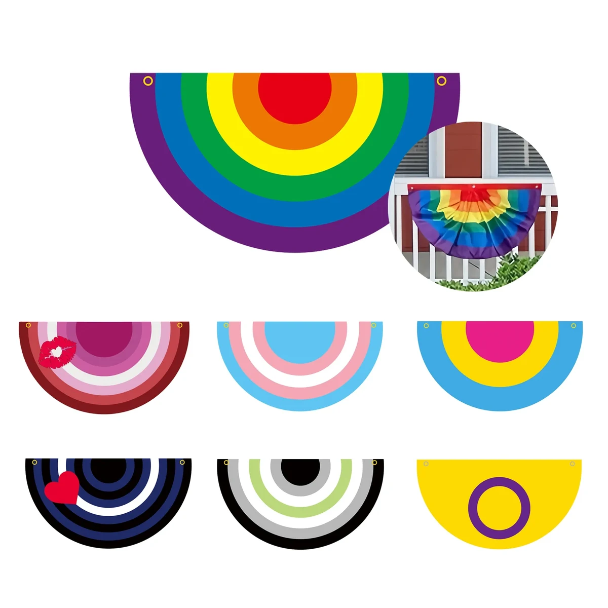 Polyester Fan Flag Rainbow Holiday Decorations MOQ20 1