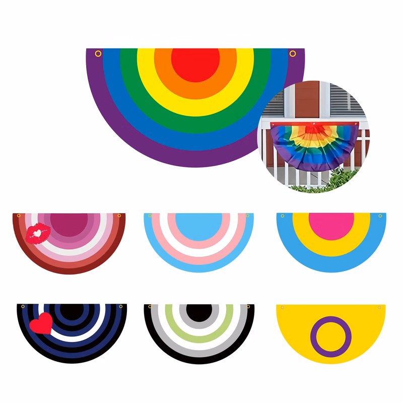 Polyester Fan Flag Rainbow Holiday Decorations MOQ20