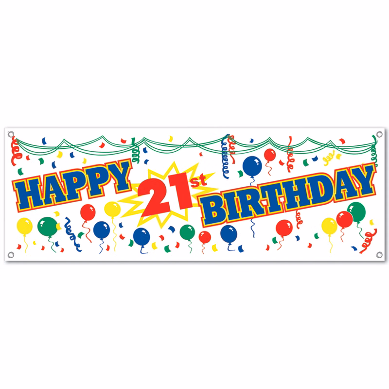 Happy 21st Birthday Sign Banner