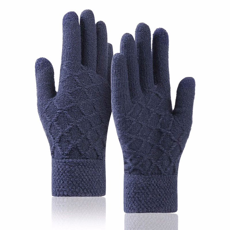 Adult Stretch Diamond Lattice Cable Knit Gloves with