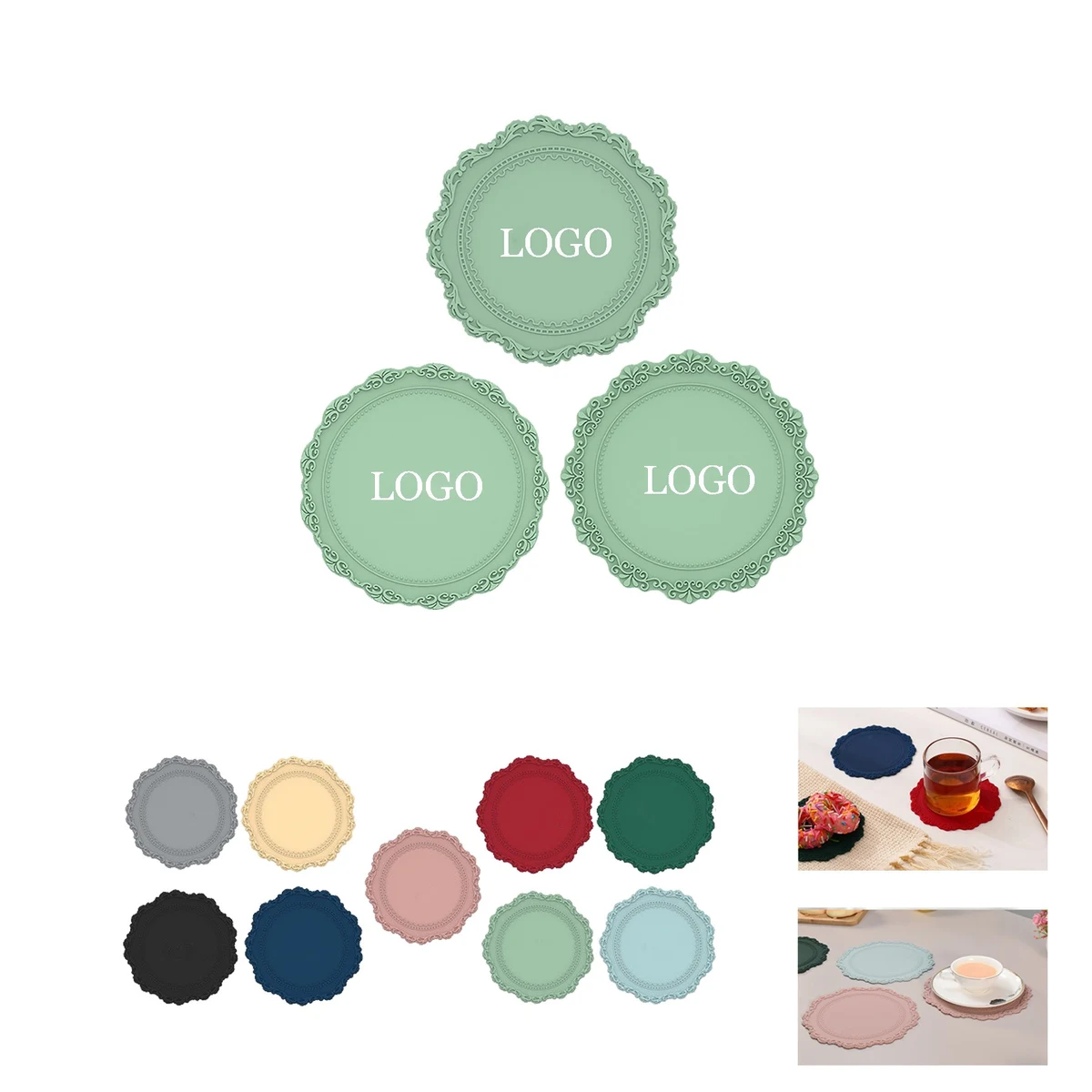 Embossed Lace Silicone Drink Coasters 1