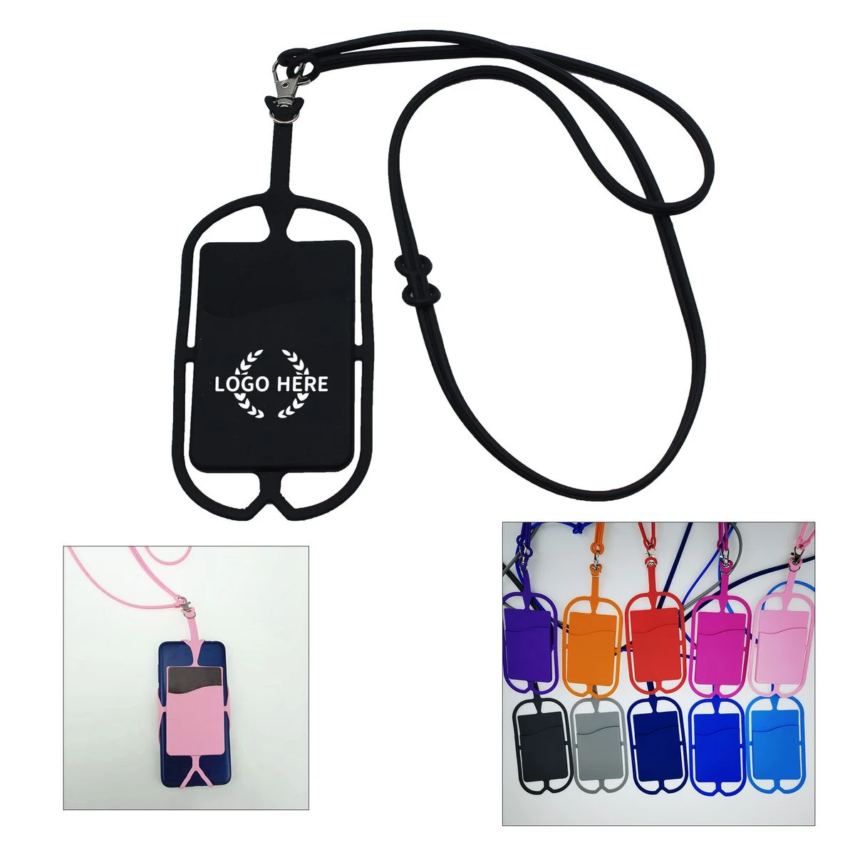 Silicone Phone Card Holder Sleeves with Wrist Strap 1